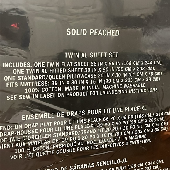 DKNY Extra Long Twin Solid Peached Sheet Set Flat, Fitted Queen Pillowcase White - Picture 4 of 5